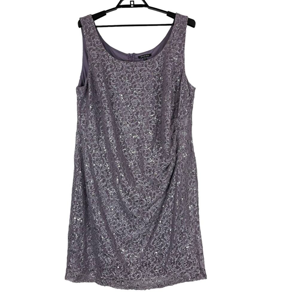 Marina dress light purple sequin lace metallic sleeveless